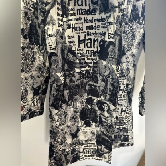 RARE - VINTAGE Desigual Black and White Graphic Women's Coat - Picture 13 of 16